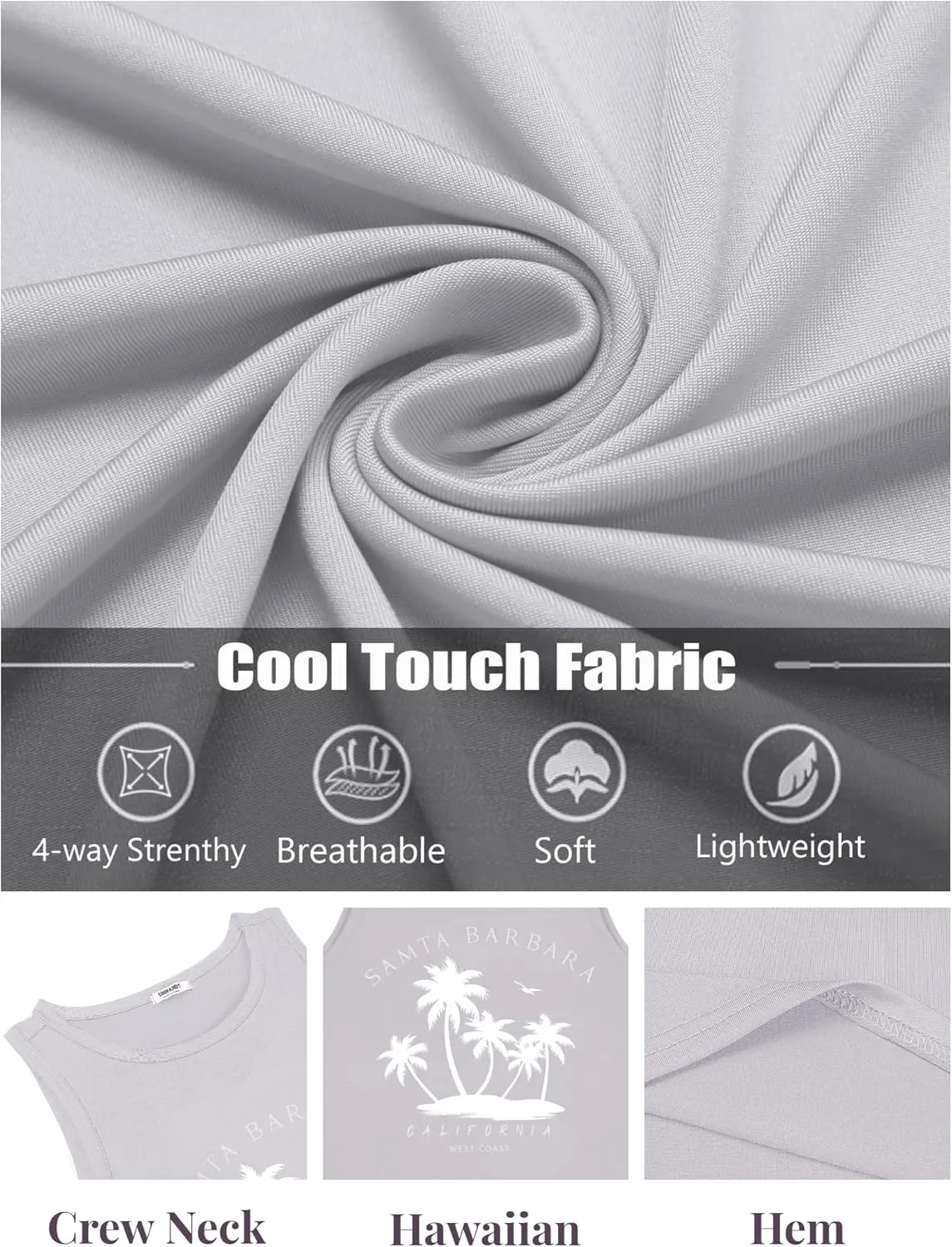 COOFANDY Mens Tank Tops Beach Summer Sleeveless Graphic T Shirts Palm Tree Vacation Quick Dry Muscle Gym Tank