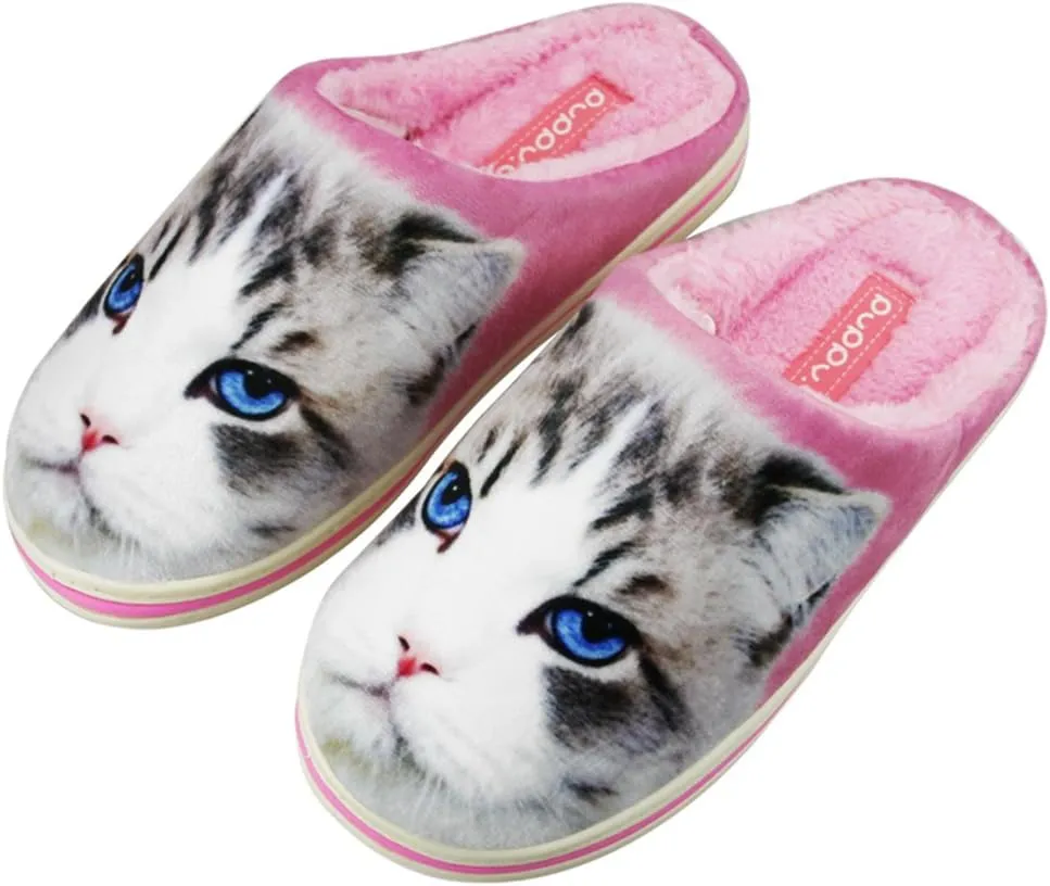 Couple Home Slippers, Womens Girls Cartoon Cat
