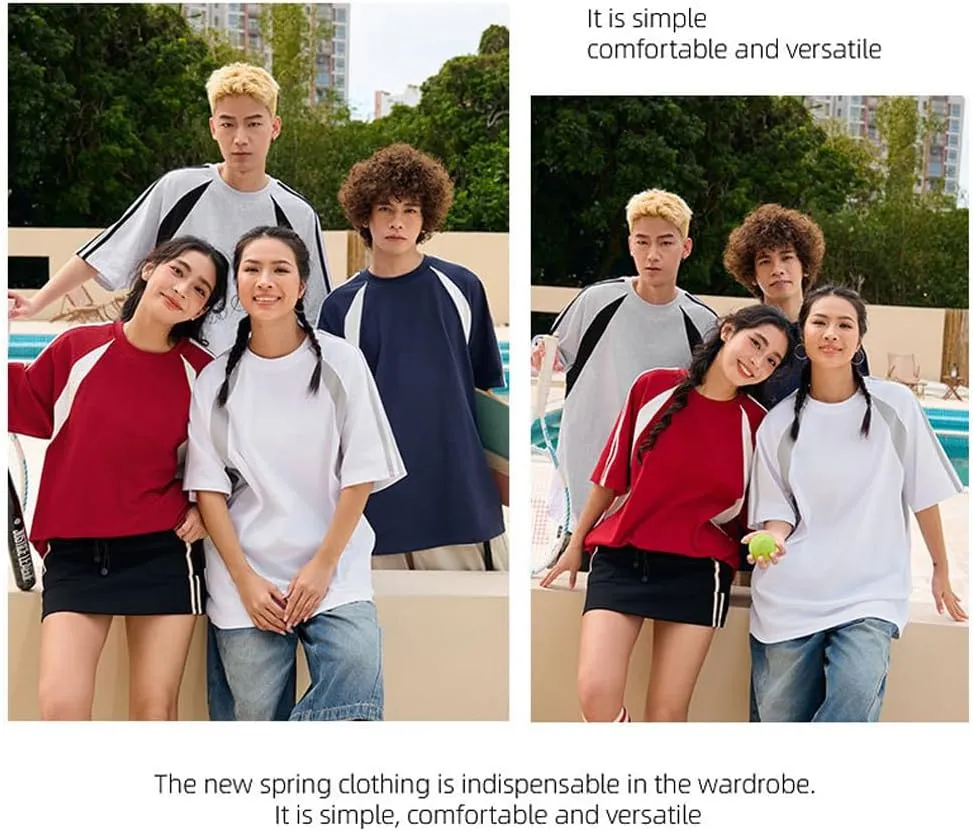 Couple's T-Shirt for Men and Women Splicing Crewneck Short Sleeve Casual Tee Tops Youth Summer Outfit