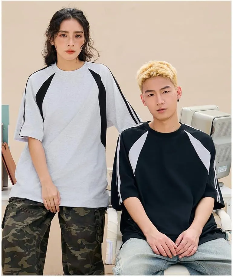 Couple's T-Shirt for Men and Women Splicing Crewneck Short Sleeve Casual Tee Tops Youth Summer Outfit