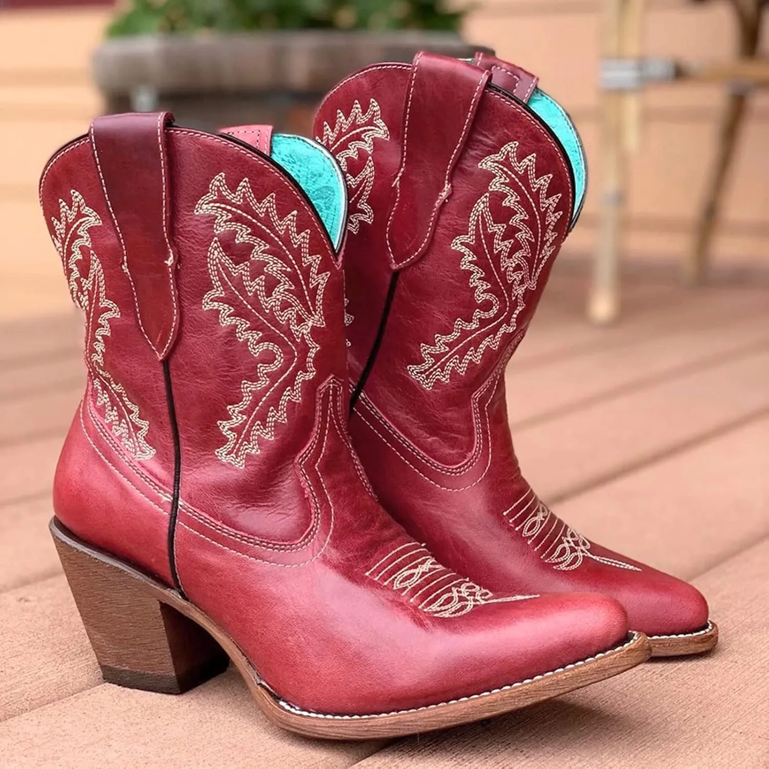 Cowboy Boots for Women Ankle Boots Retro Fashion Casual Leopard Embroidery Printed Mid Length Boots Women's Boots