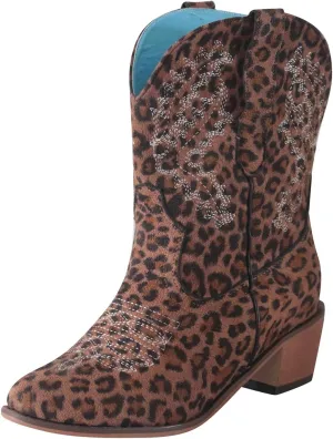 Cowboy Boots for Women Ankle Boots Retro Fashion Casual Leopard Embroidery Printed Mid Length Boots Women's Boots