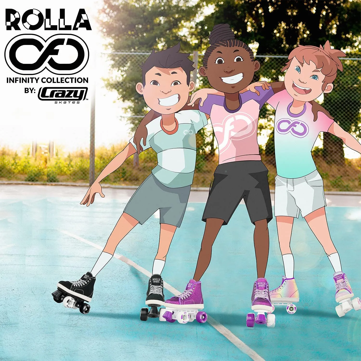 Crazy Skates Rolla Roller Skates for Boys and Girls - Sneaker-Style Kids Quad Skates