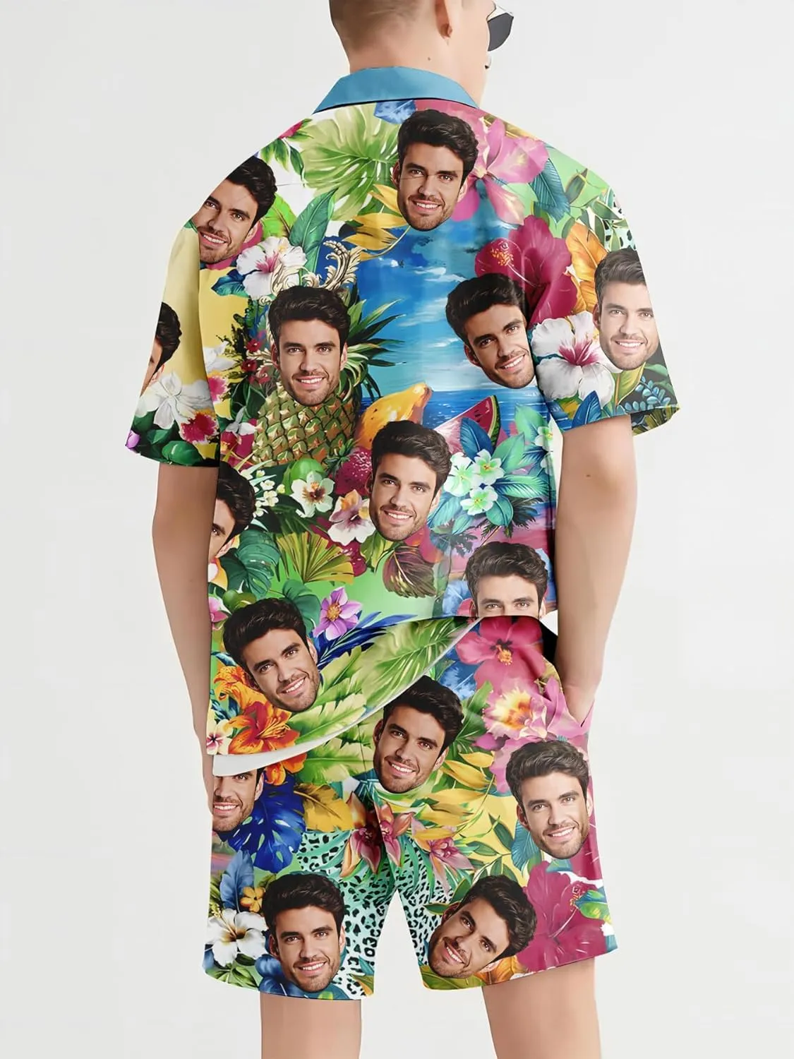 Custom Matching Hawaiian Outfits for Couples Personalized Beach Vacation Tropical Print Men Shirt Suit