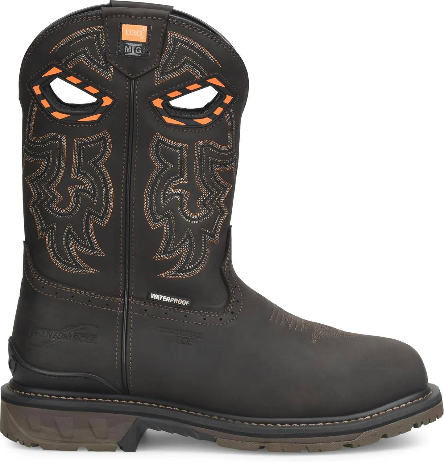 DOUBLE-H Men's Phantom Rider Bruner 11” Waterproof Metguard Wide Square Composite Toe Roper Boots