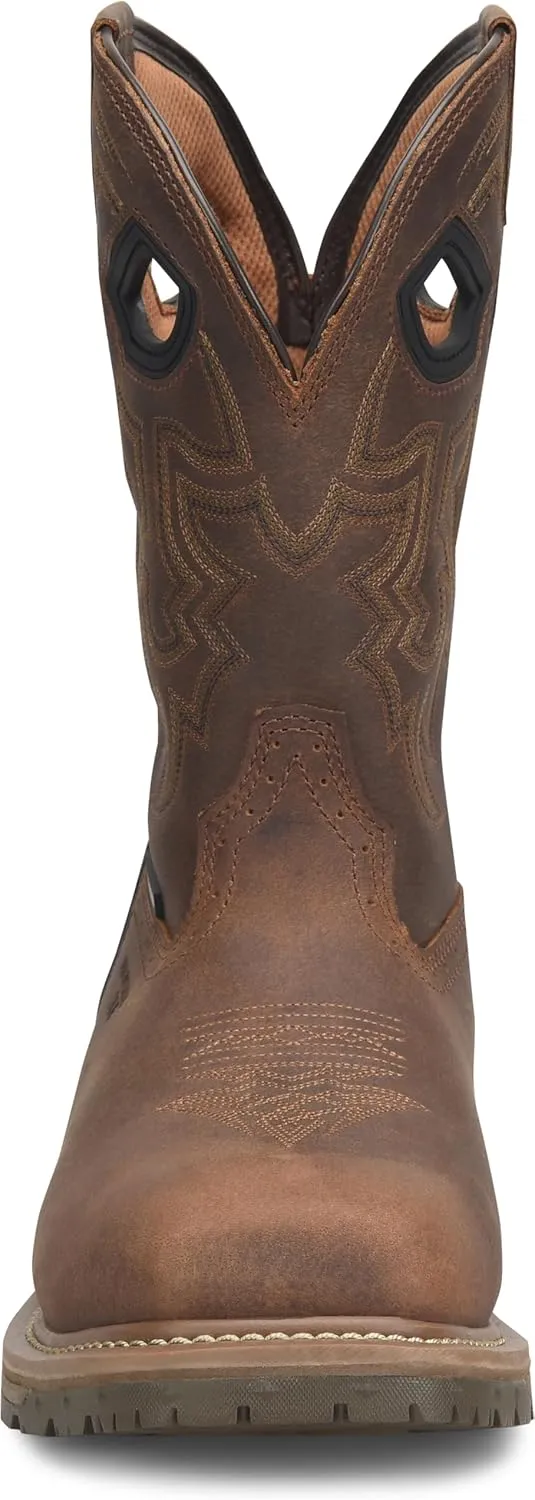 DOUBLE-H Phantom Rider Stanton 11” Waterproof Wide Square Composite Toe Roper Boots for Men with Dark Brown Barnyard Acid Resistant Leather, EH-Rated