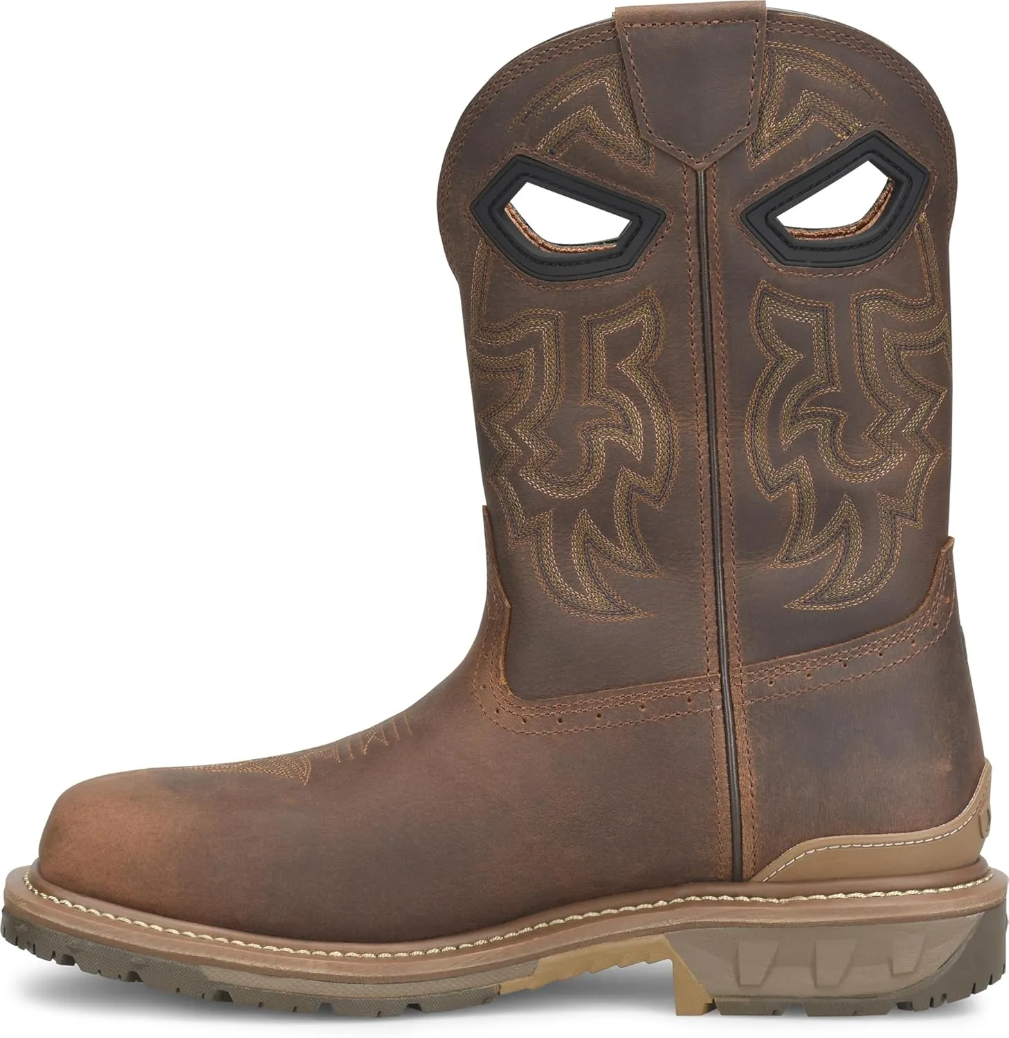 DOUBLE-H Phantom Rider Stanton 11” Waterproof Wide Square Composite Toe Roper Boots for Men with Dark Brown Barnyard Acid Resistant Leather, EH-Rated