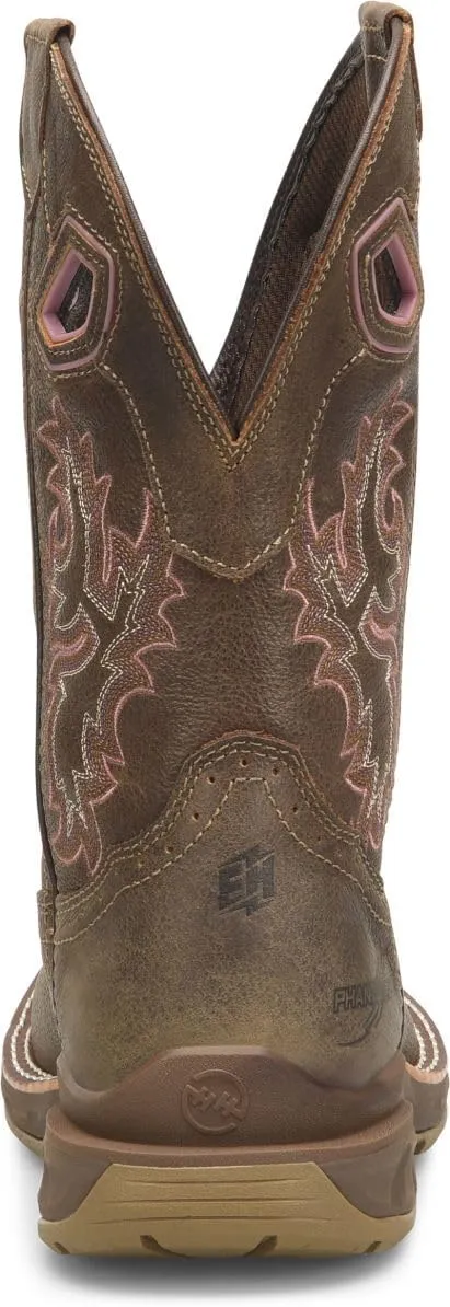 DOUBLE-H Women's Phantom Rider Ari 10” Waterproof Wide Square Composite Toe Roper Boots with Chaos Coco Leather Upper, Comfort Footbed, EH-Rated