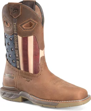DOUBLE-H Women's Phantom Rider Fortress 10” Wide Square Composite Toe Roper Boots with Aspen Honey Leather Foot and Stars & Stripes Leather Quarter