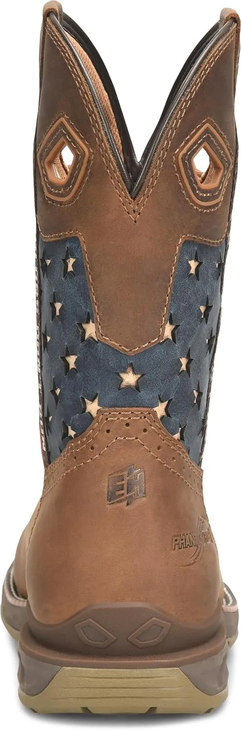 DOUBLE-H Women's Phantom Rider Fortress 10” Wide Square Composite Toe Roper Boots with Aspen Honey Leather Foot and Stars & Stripes Leather Quarter