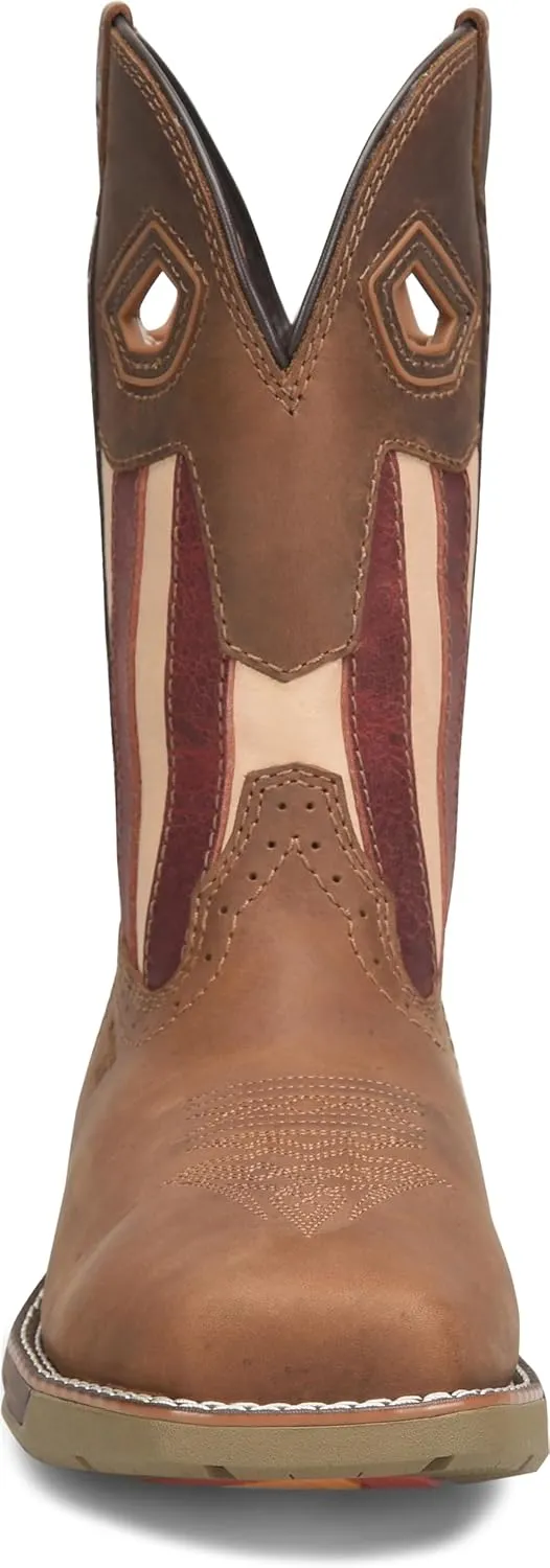 DOUBLE-H Women's Phantom Rider Fortress 10” Wide Square Composite Toe Roper Boots with Aspen Honey Leather Foot and Stars & Stripes Leather Quarter