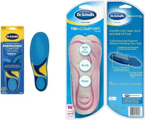 Dr. Scholl's Energizing Comfort and Tri-Comfort Insoles for Women, Size 6-10, 1 Pair Each