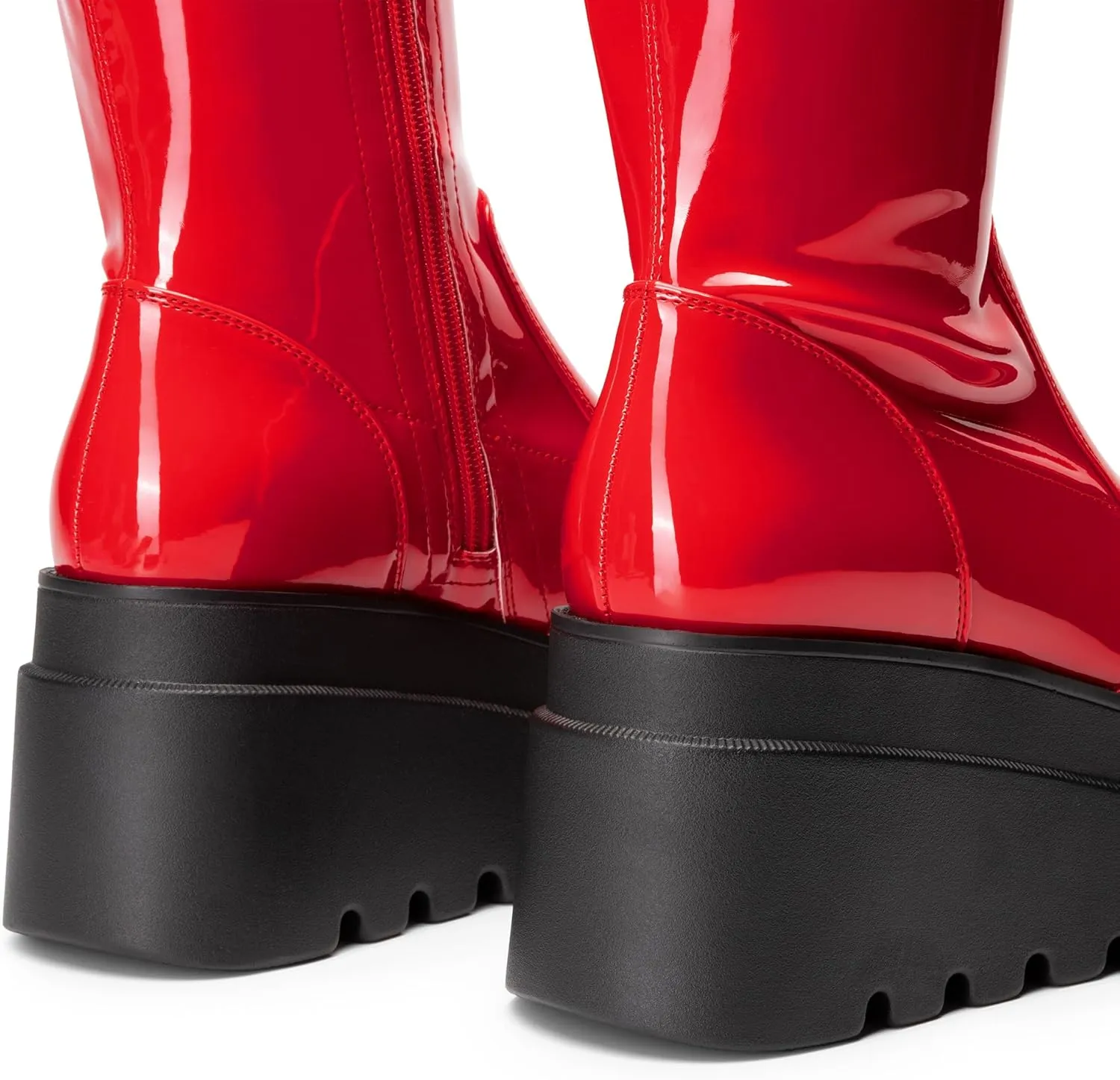 DREAM PAIRS Women's Knee High Boots Wedge Platform Chunky Heel Round Toe Side Zipper Fashion Long Tall Sock Boots