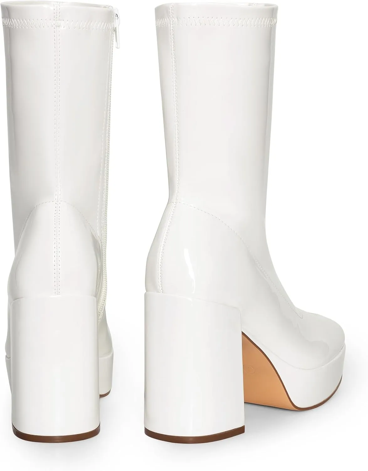 DREAM PAIRS Women's Mid Calf Gogo Boots Platform High Chunky Block Heel Square Toe Ankle Boots
