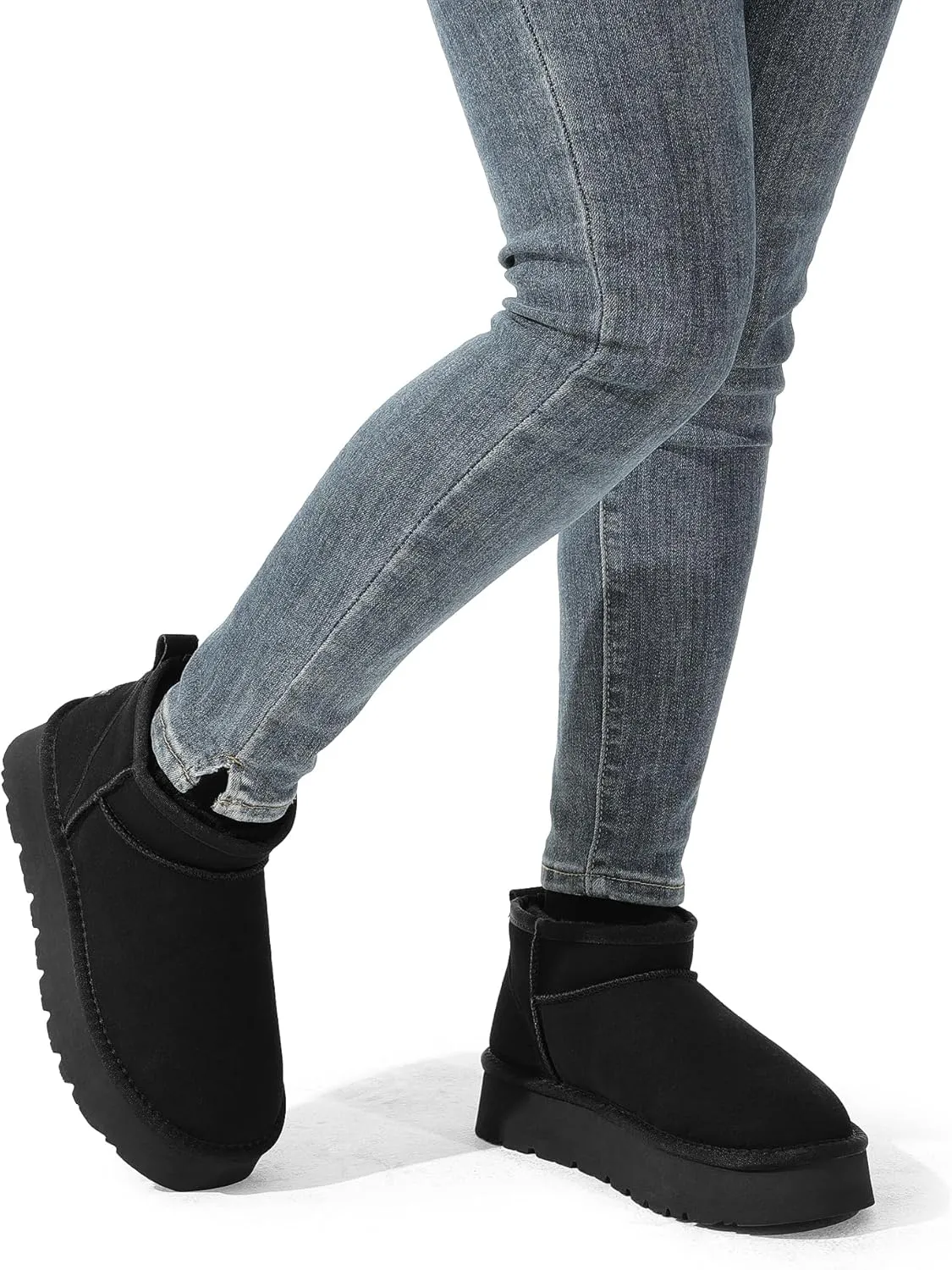 DREAM PAIRS Women's Snow Boots Platform Winter Boot, Faux Fur Lined Slip On Ankle Boots