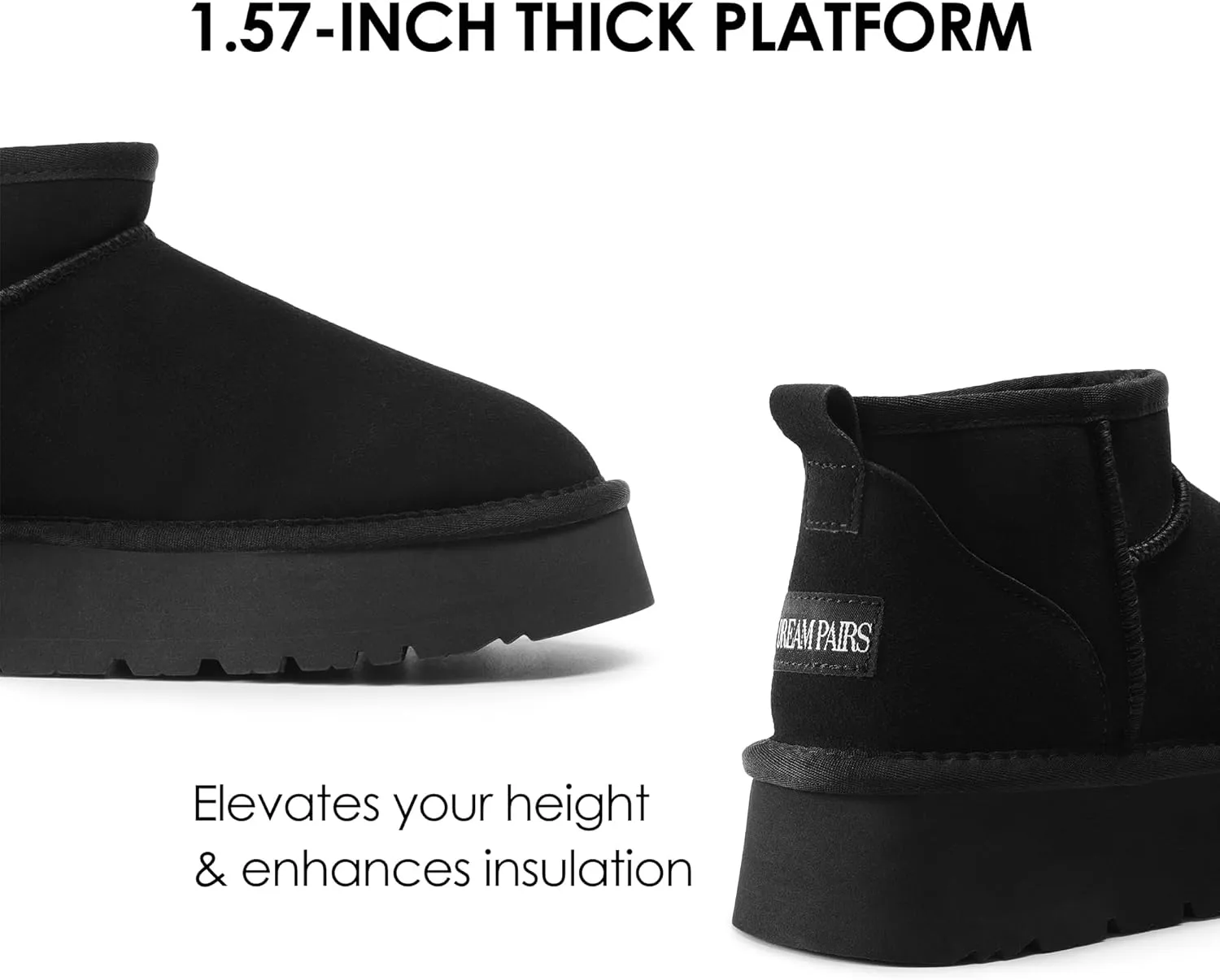 DREAM PAIRS Women's Snow Boots Platform Winter Boot, Faux Fur Lined Slip On Ankle Boots