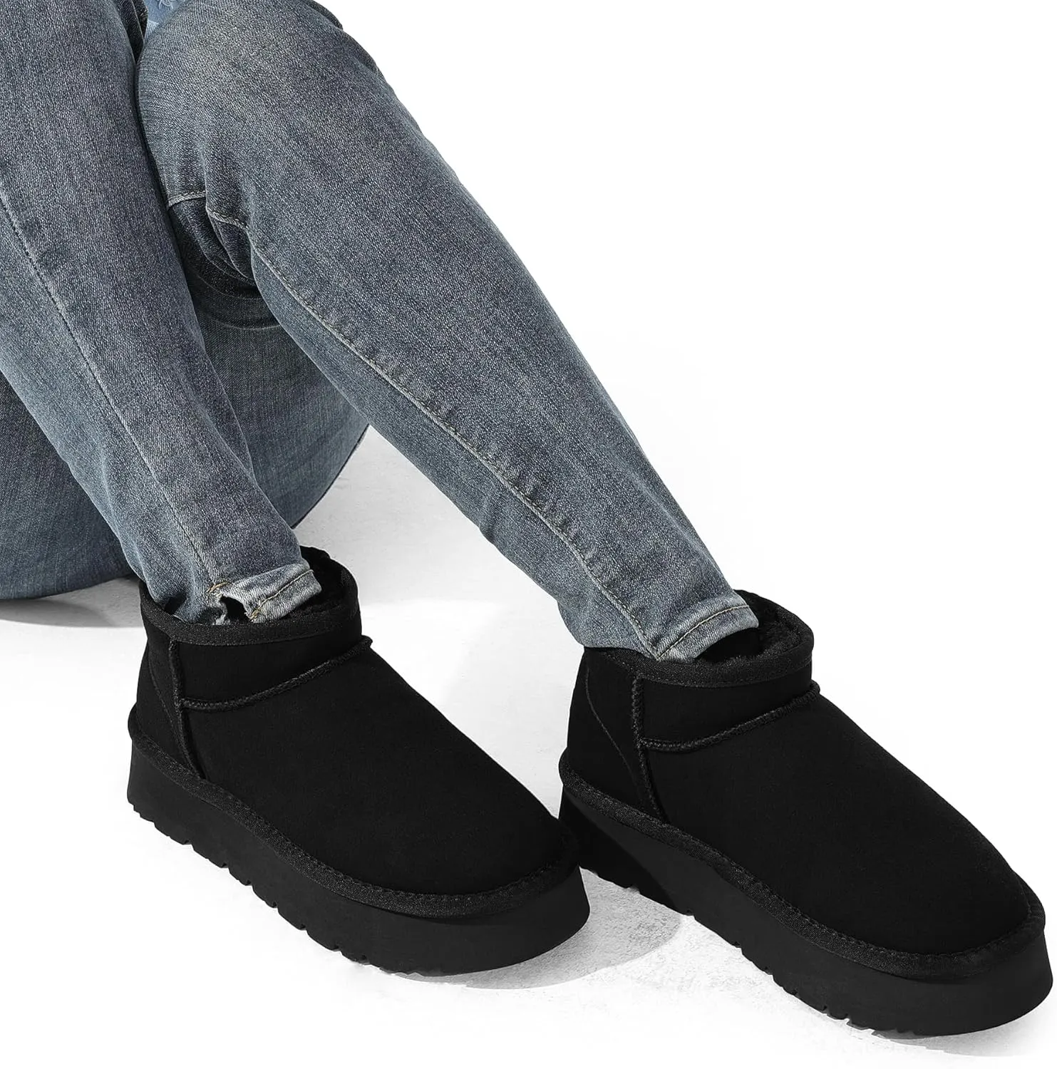 DREAM PAIRS Women's Snow Boots Platform Winter Boot, Faux Fur Lined Slip On Ankle Boots