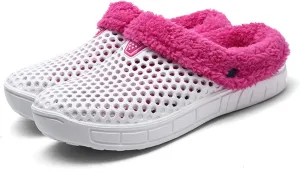 Eliogn Women's and Men's Winter Warm Slippers with Fleece Lining Breathable Clogs Garden Mules for Adults Unisex Home Slippers