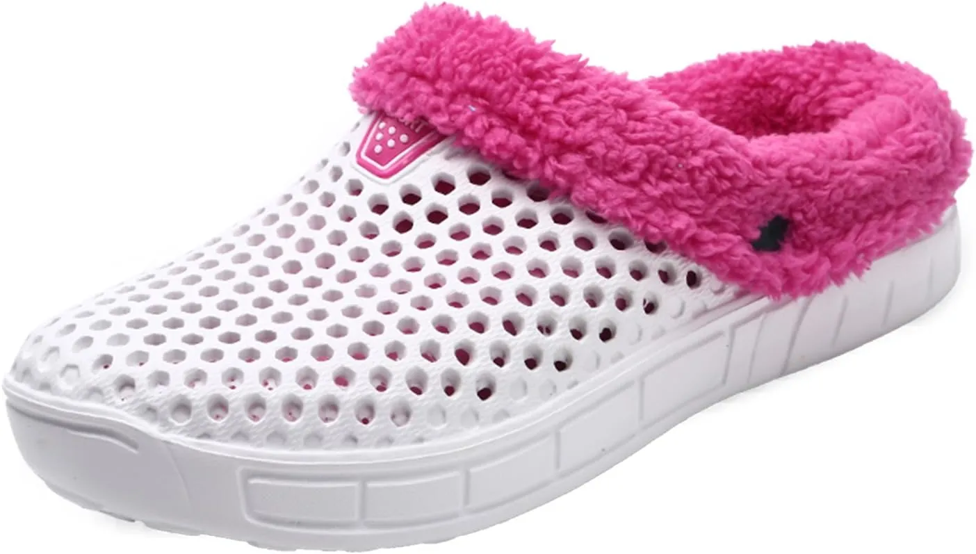 Eliogn Women's and Men's Winter Warm Slippers with Fleece Lining Breathable Clogs Garden Mules for Adults Unisex Home Slippers