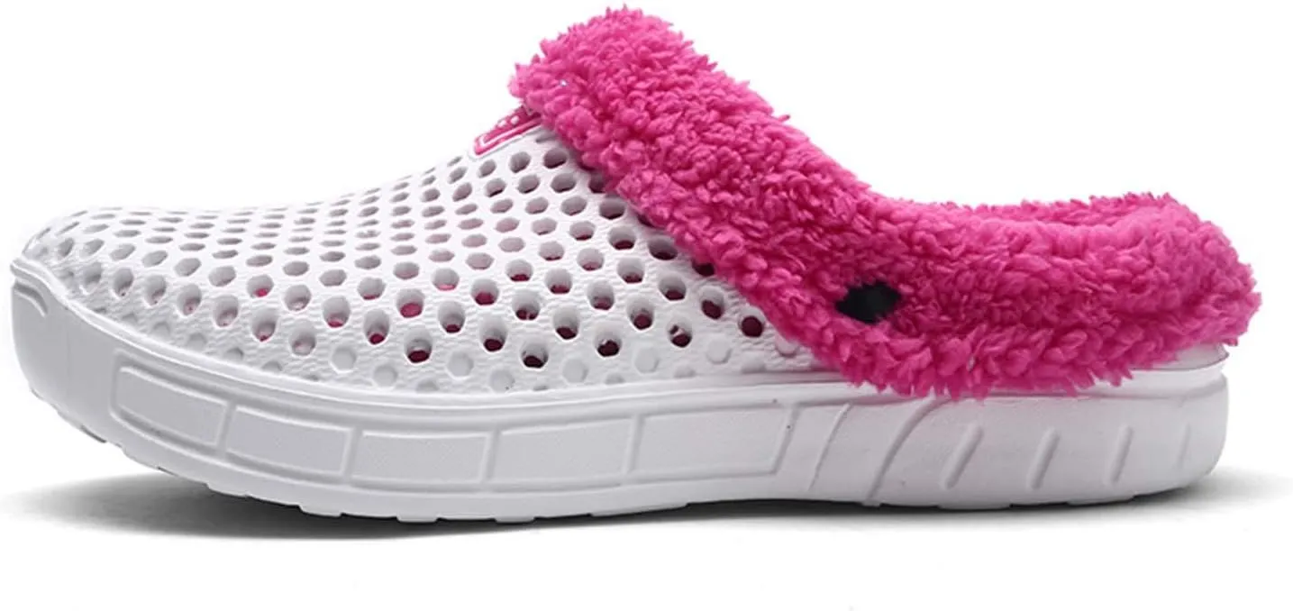 Eliogn Women's and Men's Winter Warm Slippers with Fleece Lining Breathable Clogs Garden Mules for Adults Unisex Home Slippers