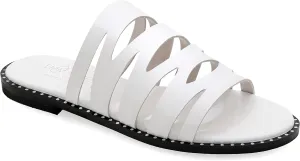 Emmanuela Comfortable Leather Flat Sandals, Ancient Greek Style Quality Slide on Summer Shoes for Women, Open Toe Sandals, Boho Chic Sliders, Strappy mules with Cushioned insole