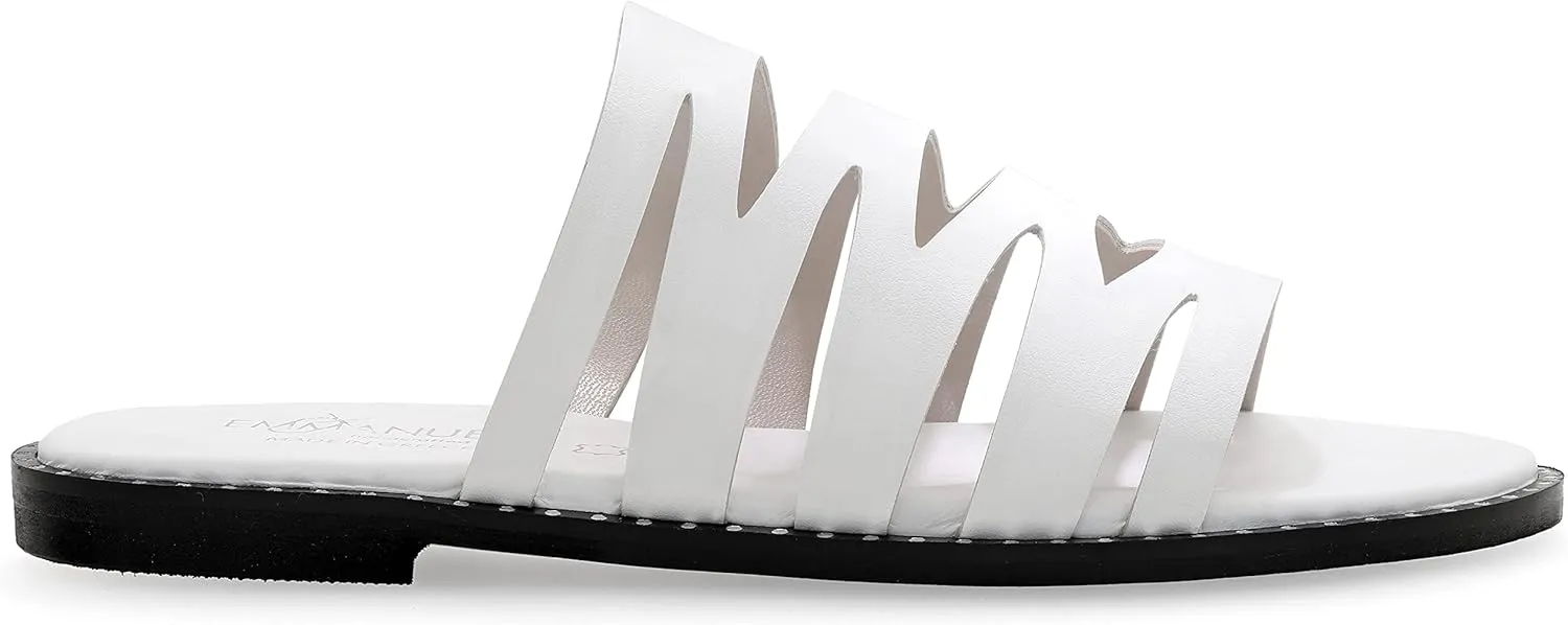 Emmanuela Comfortable Leather Flat Sandals, Ancient Greek Style Quality Slide on Summer Shoes for Women, Open Toe Sandals, Boho Chic Sliders, Strappy mules with Cushioned insole