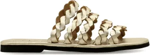 Emmanuela Comfortable Leather Flat Sandals with Braided Straps, Greek Quality Slide on Summer Shoes, Open Toe Mules, Boho Chic Braided Fashion Sliders