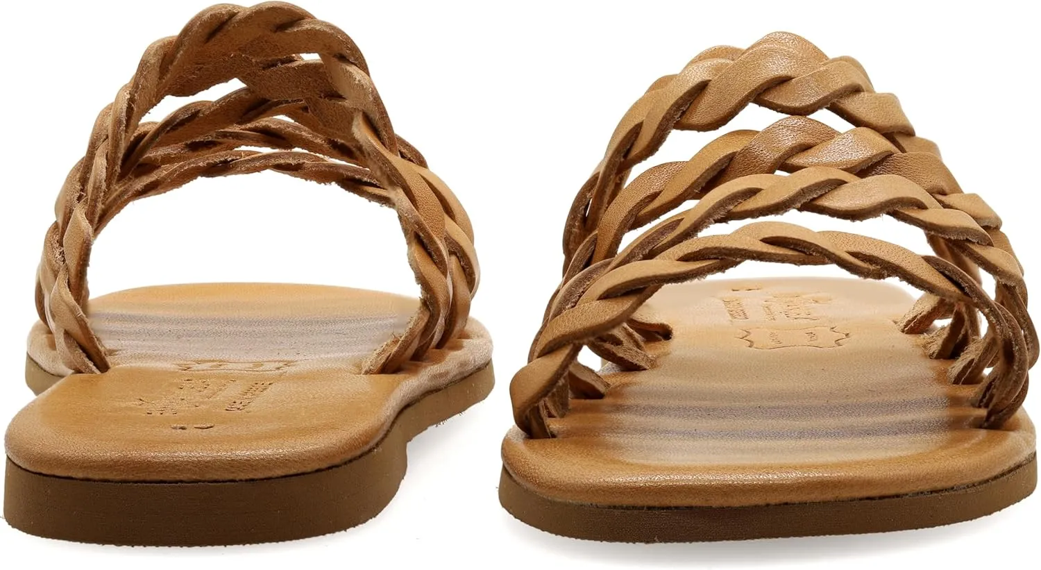 Emmanuela Comfortable Leather Flat Sandals with Braided Straps, Greek Quality Slide on Summer Shoes, Open Toe Mules, Boho Chic Braided Fashion Sliders