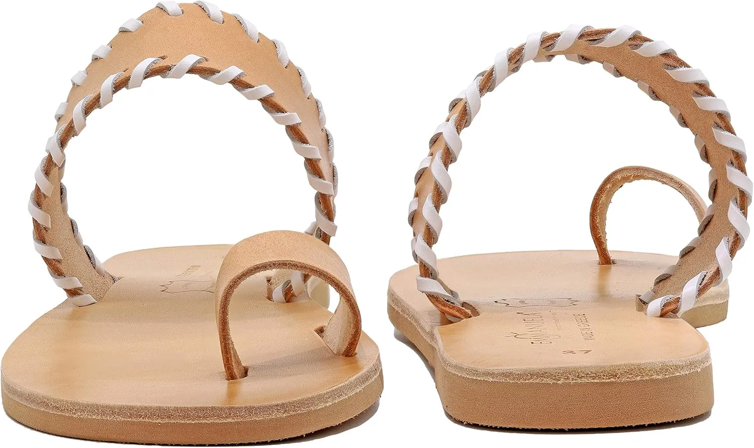 Emmanuela Greek Leather Embroided Toe Ring Sandals, Quality Handmade Slide on Strappy Summer Shoes for Women, Open Toe Sliders, Boho Chic Slider Mules