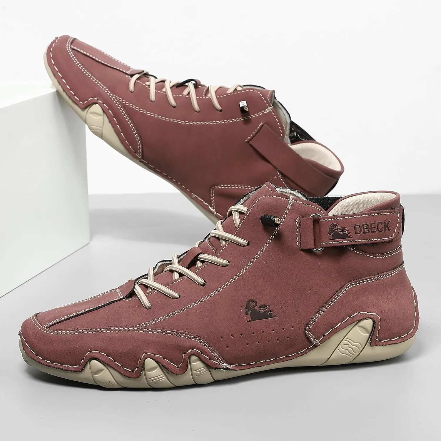 Explorer Waterproof Lightweight Mens Outdoor Shoes for Hiking Italian Handmade Suede High Top Boots Non-Slip Barefoot Ankle Boots