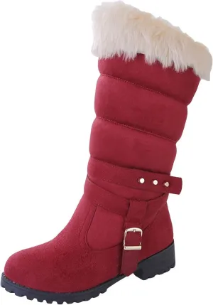 Fashionable and Classic High Top Warm Plus Velvet Low Heeled Round Toe Snow Boots for Women Womens Tote Wear Boots Women