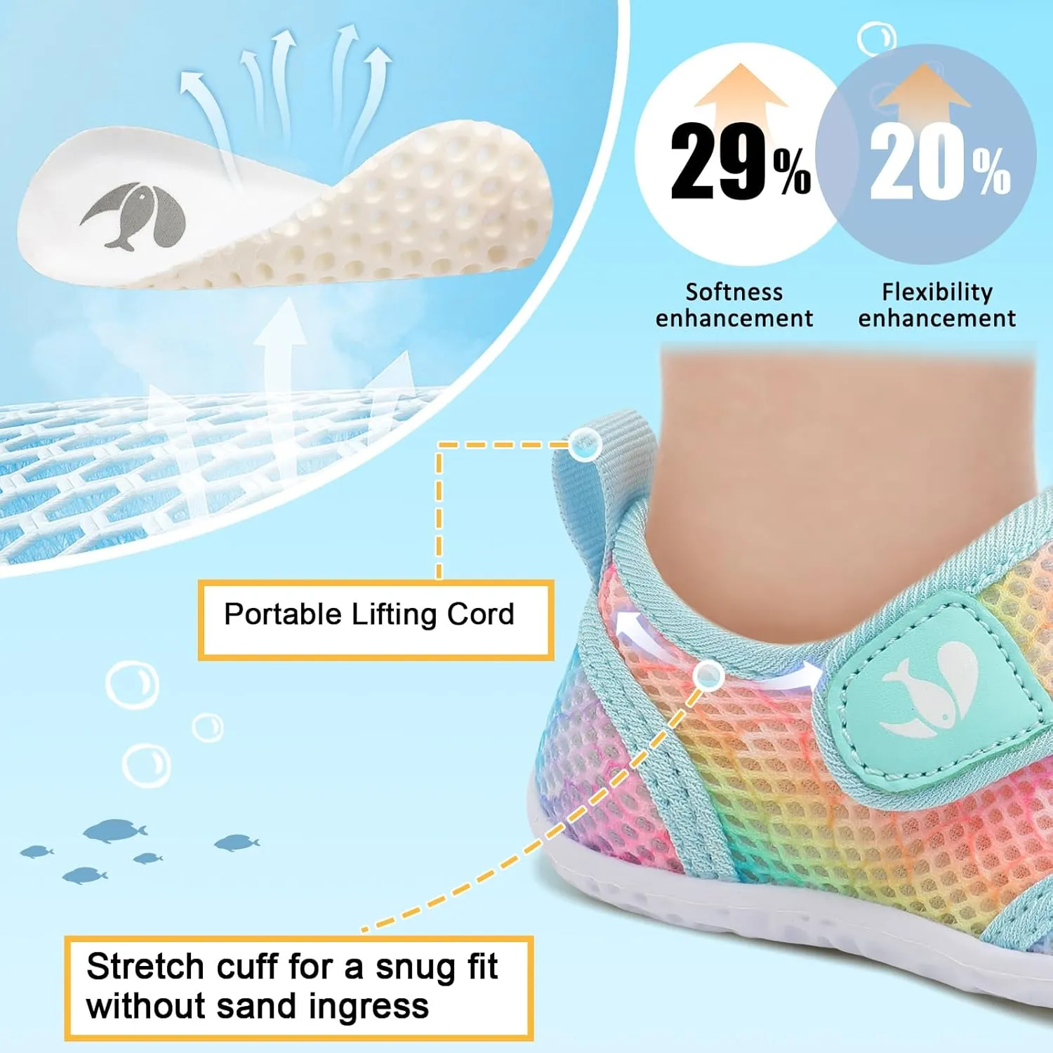 FEETCITY Toddler Water Shoes Boys Girls Swim Shoes Quick Dry Kids Aqua Socks Barefoot for Beach Swimming Pool