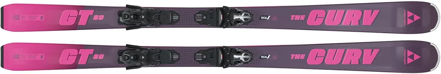 FISCHER Women's The Curv GT 80 Snow Sports Versatile Maneuverable Smooth Grip Alpine All Mountain Skis with RSW 11 GW Powerrail Brake 85 [G] Bindings Included