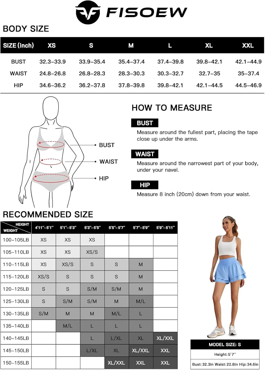 Fisoew Womens High Waisted Athletic Shorts Ruffle Tiered Running Workout Tennis Shorts with Build in Shorts