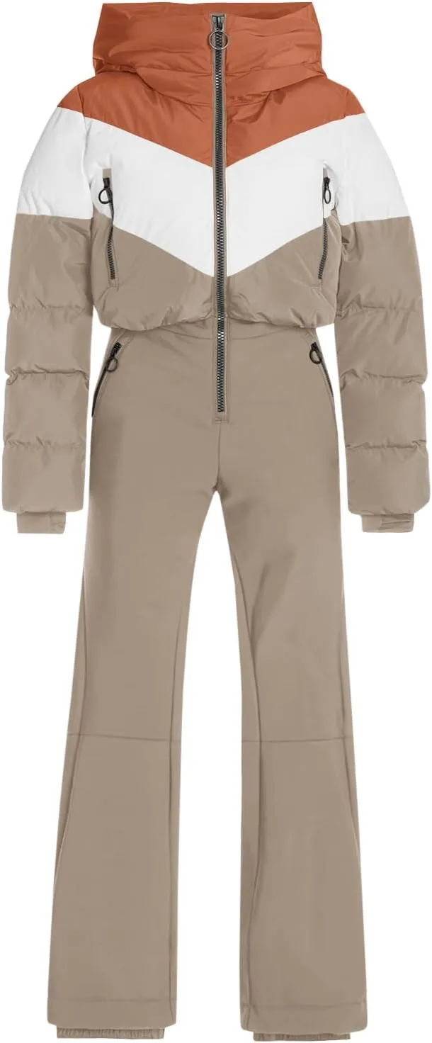 Fisoew Womens One Piece Ski Suit Warm Waterproof Snowsuits Winter Snow Jumpsuits Outdoor Sports Outerwear