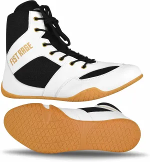 FISTRAGE Boxing Shoes Lightweight Microfiber Leather Kickboxing Training and Fighting Boots Pro Fighters with Mesh and Rubber Sole for Extra Grip - Ventilated Design - Men, Women, Kids Sizes Along With Sting Bag