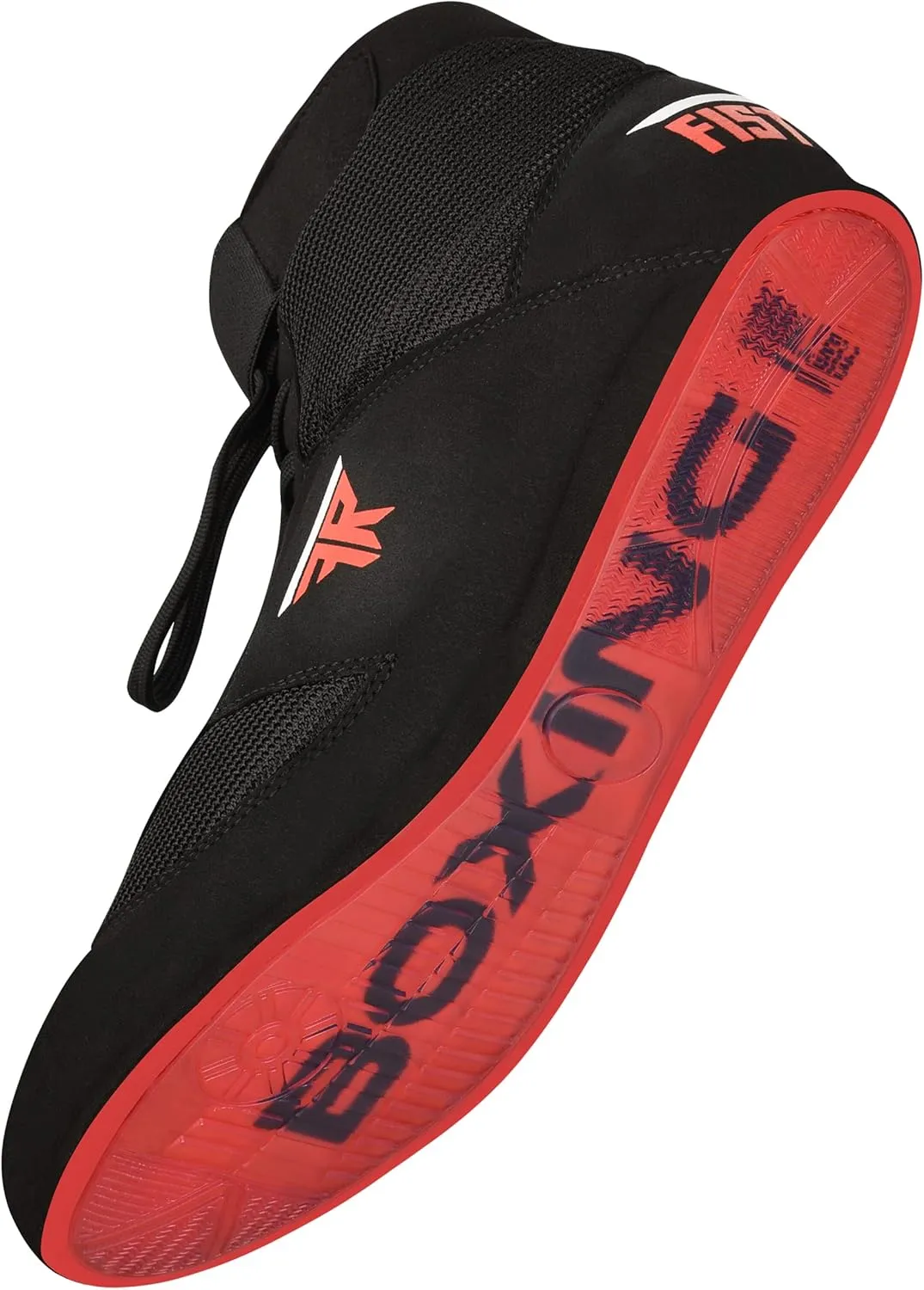 FISTRAGE Leather High Top Kick Boxing Shoes Fighting Sports Training Mesh Unisex Pro Men's and Youth Light Weight | Black Color Boxing Shoes for Adults