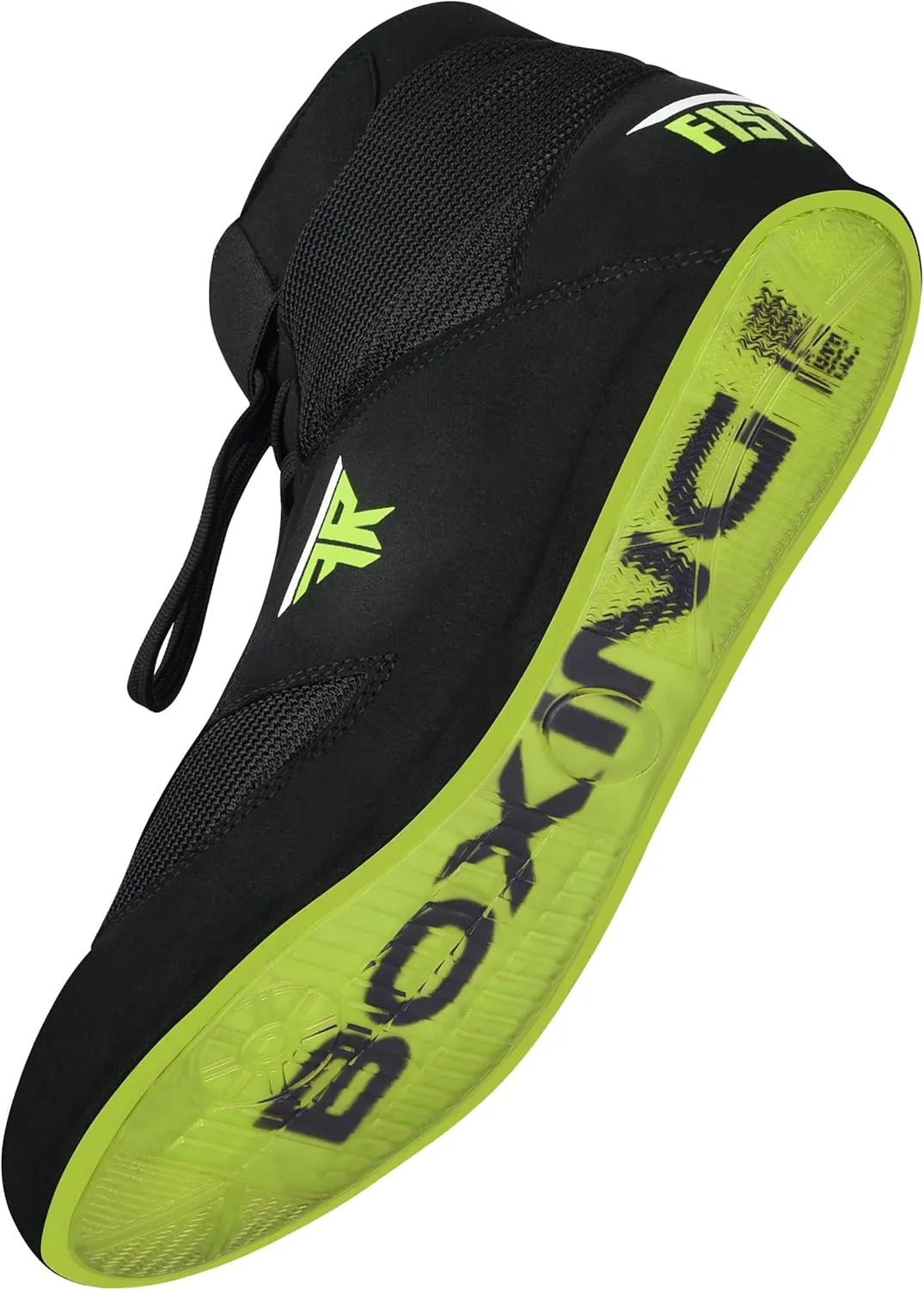 FISTRAGE Leather Kick Boxing Shoes – Lightweight Genuine Leather Boots for Men, Youth & Adults | Unisex Pro Training, Fighting & Sports Shoes – Green Mesh Design