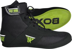 FISTRAGE Leather Kick Boxing Shoes – Lightweight Genuine Leather Boots for Men, Youth & Adults | Unisex Pro Training, Fighting & Sports Shoes – Green Mesh Design