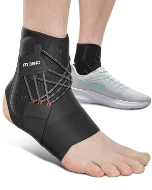 Fit Geno Ankle Brace for Sprained Ankles – Adjustable Ankle Stabilizer with Quick-Release Straps, Breathable Support for Men & Women – Reduces Swelling, Speeds Recovery