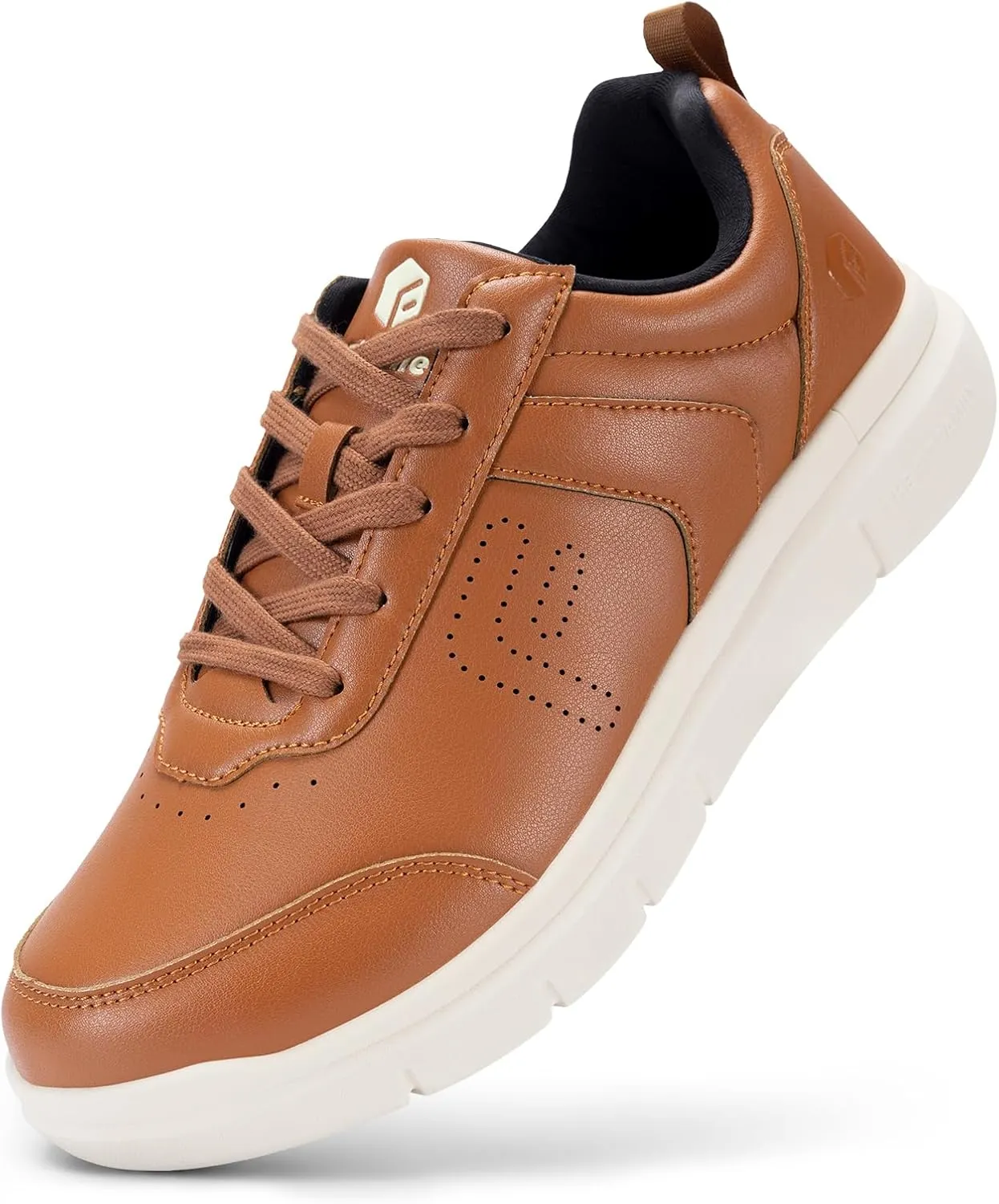 FitVille Extra Wide Men Walking Shoes Wide Dress Sneakers Comfortable Leather Shoes for Men Lightweight Plantar Fasciitis Bunions