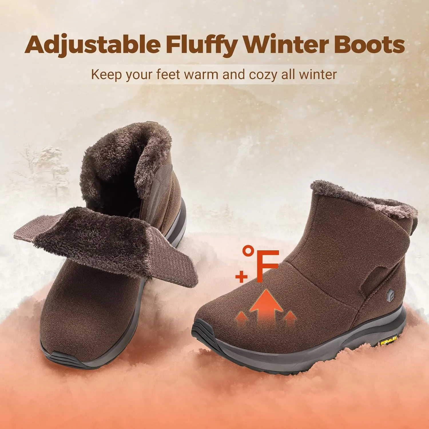 FitVille Mens Wide Winter Boots Thick Fur Lined Boots Lightweight Winter Wide Width Boots Outdoor Mens Snow Boots