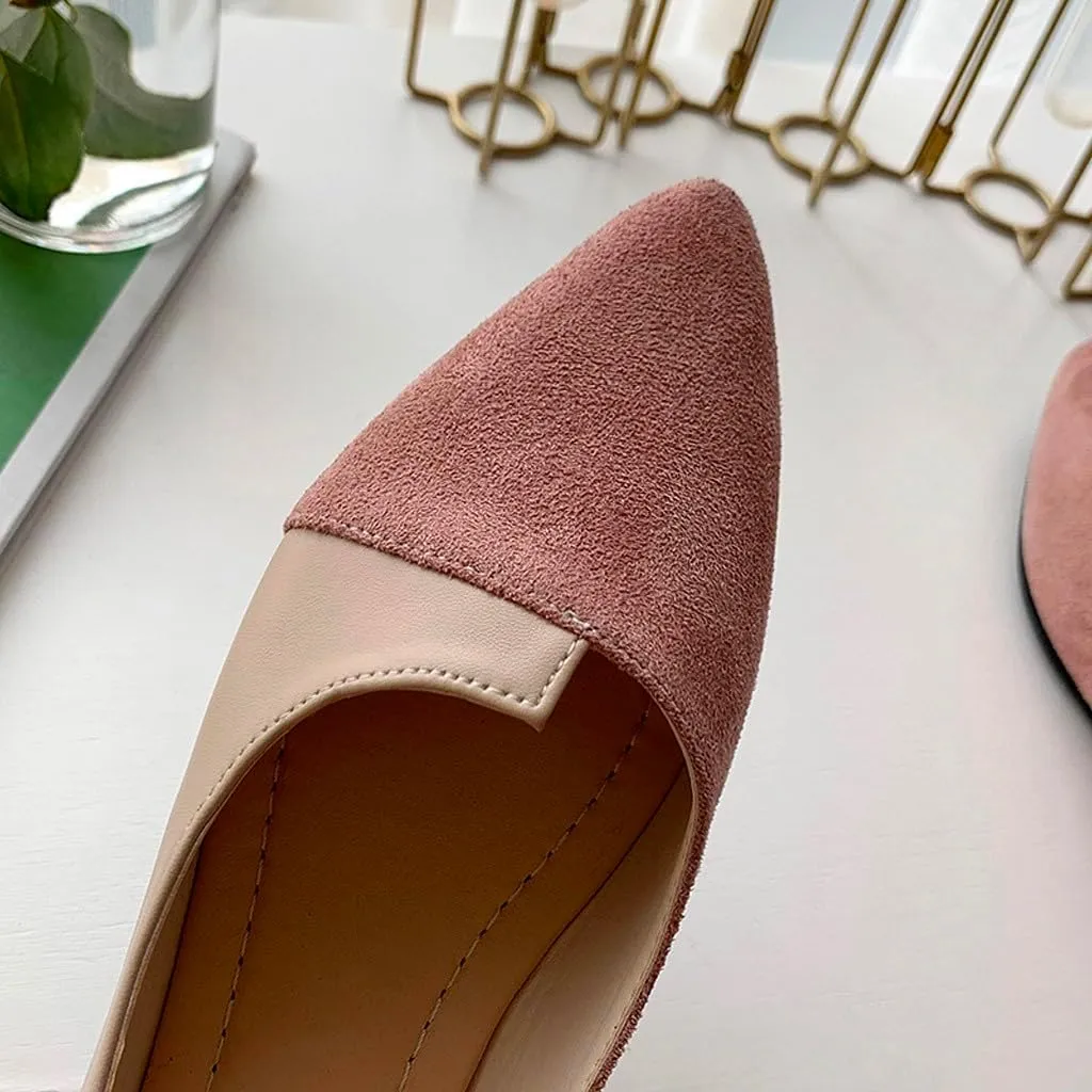 Flats for Women Pointed Toe Slip On Shoes Comfortable Flat Shoes Suede Ballet Flats Dress Shoe