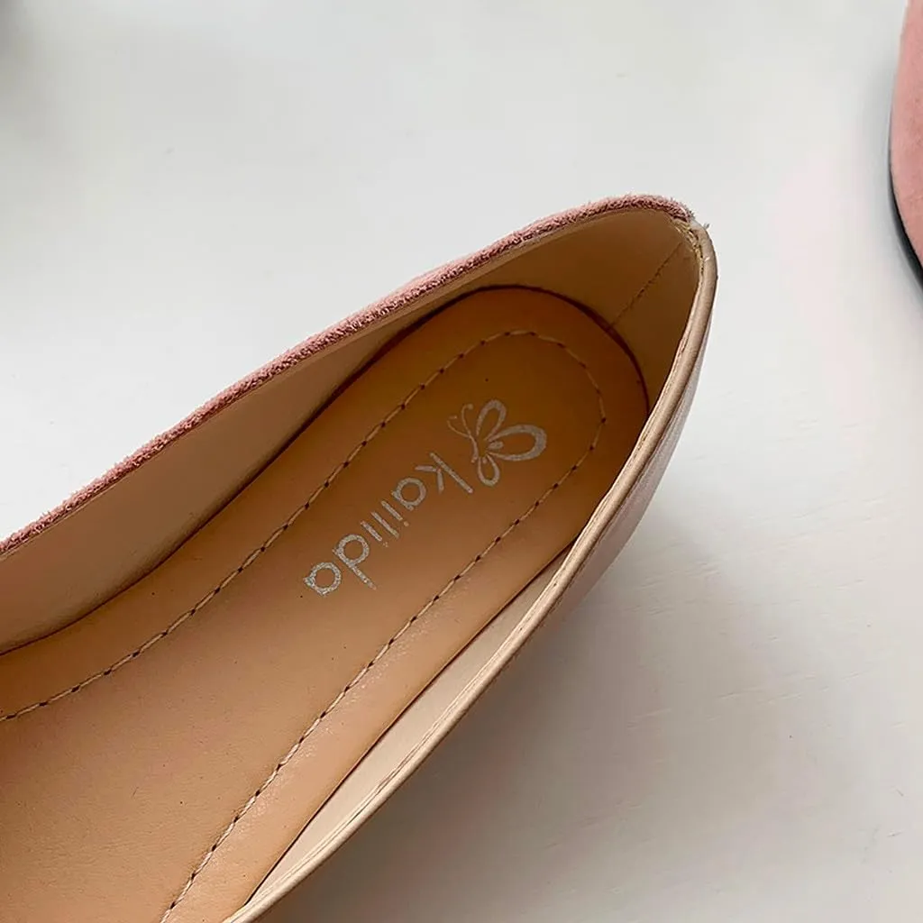 Flats for Women Pointed Toe Slip On Shoes Comfortable Flat Shoes Suede Ballet Flats Dress Shoe