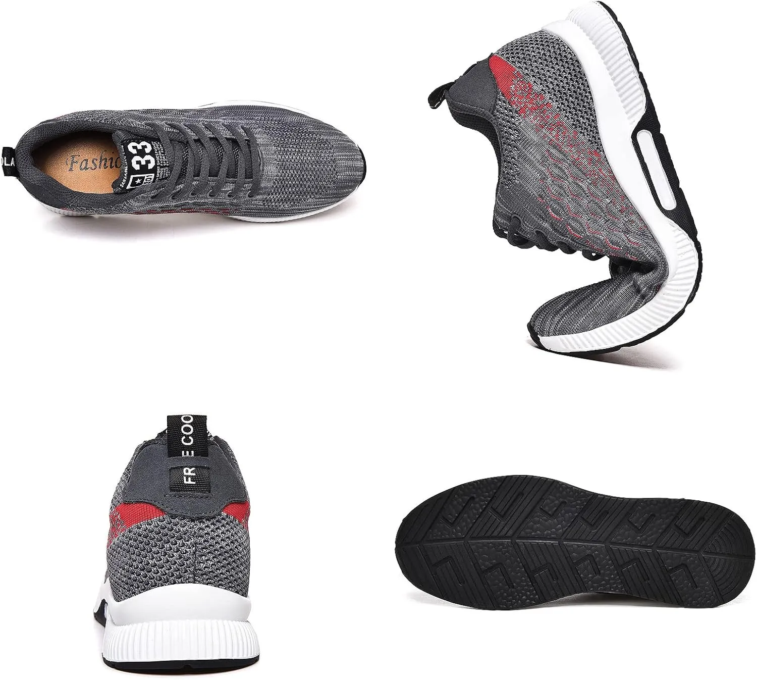 FLIOZY Elevator Sneakers 2.36 Inches Men's Invisible Height Increasing Elevator Shoes Lace up Sports Sneakers Casual Walking Shoes