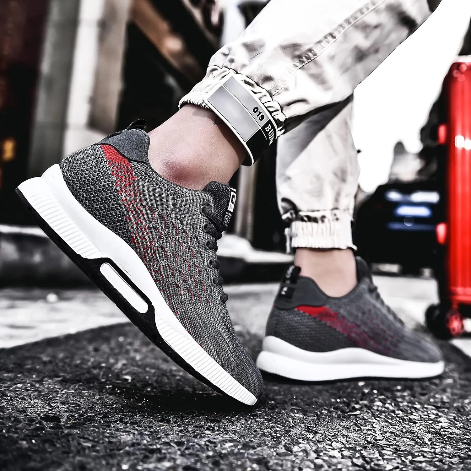 FLIOZY Elevator Sneakers 2.36 Inches Men's Invisible Height Increasing Elevator Shoes Lace up Sports Sneakers Casual Walking Shoes