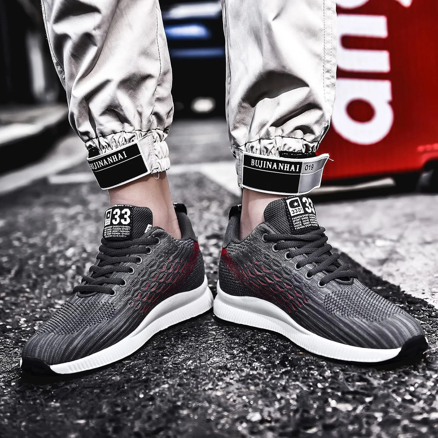 FLIOZY Elevator Sneakers 2.36 Inches Men's Invisible Height Increasing Elevator Shoes Lace up Sports Sneakers Casual Walking Shoes