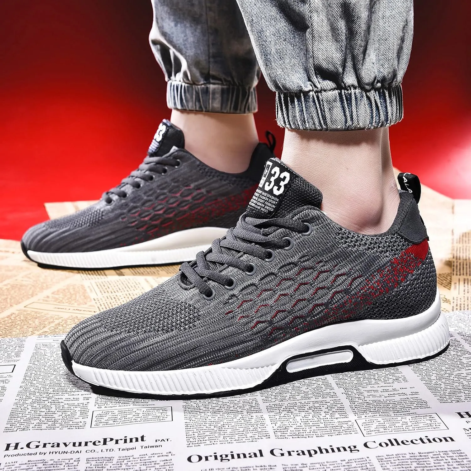 FLIOZY Elevator Sneakers 2.36 Inches Men's Invisible Height Increasing Elevator Shoes Lace up Sports Sneakers Casual Walking Shoes