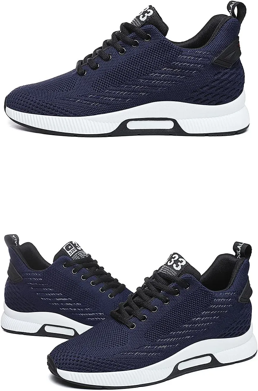 FLIOZY Elevator Sneakers 2.36 Inches Men's Invisible Height Increasing Elevator Shoes Lace up Sports Sneakers Casual Walking Shoes