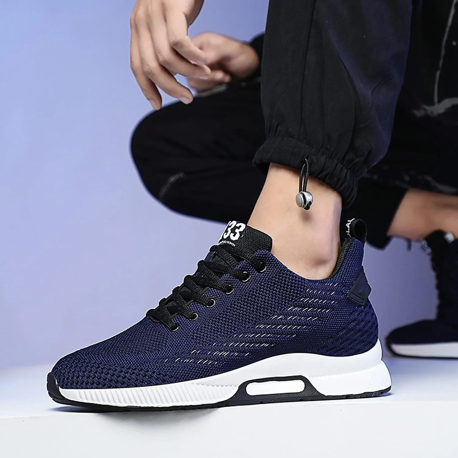 FLIOZY Elevator Sneakers 2.36 Inches Men's Invisible Height Increasing Elevator Shoes Lace up Sports Sneakers Casual Walking Shoes